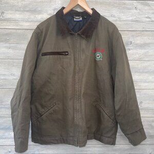 Vintage MN WILD Lined Chore Barn Jacket Mens Medium Corduroy Collar Olive Cotton